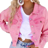 Chaqueta vaquera de color con bordado de estrellas para mujer